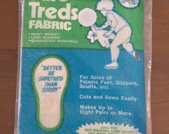 Rare Vintage Safe Treds Fabric For Baby Pajama Feet Prevents Slips Scratches