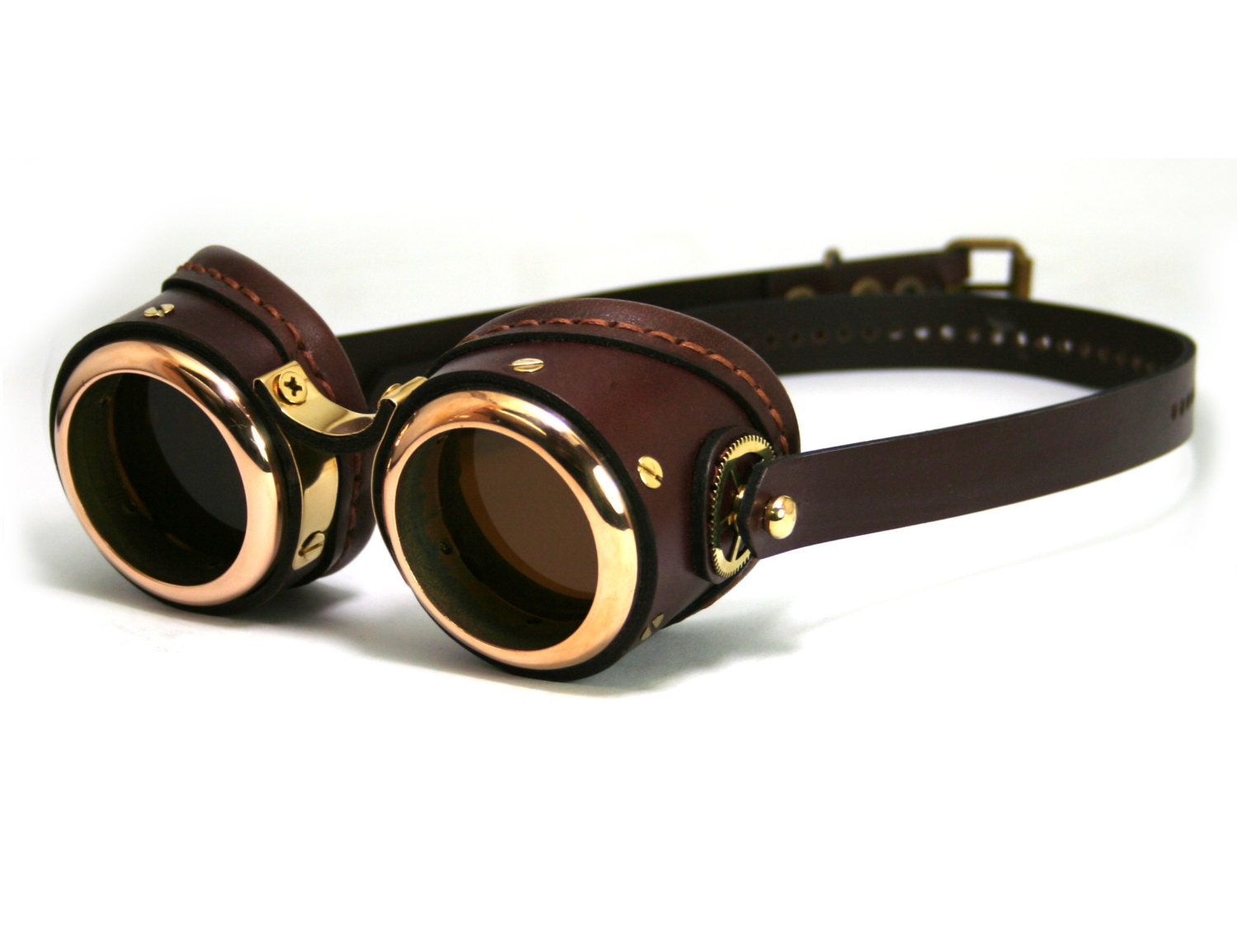 Steampunk Goggles Brown Leather Polished Brass Smpl By Mannandco