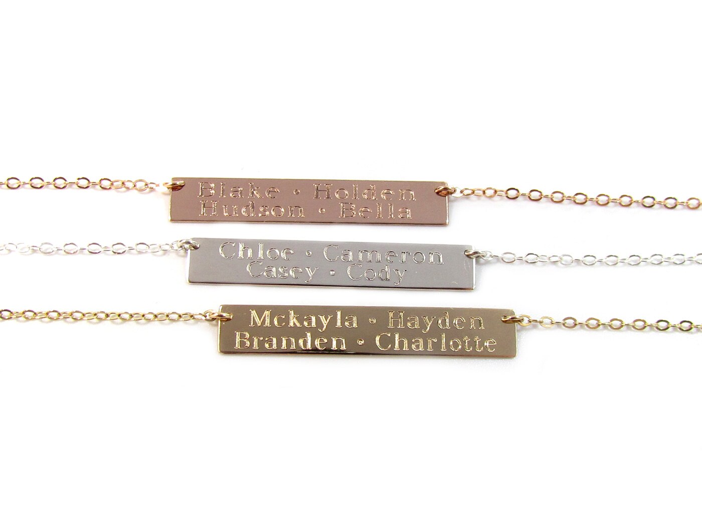Kids Names Gold Bar Necklace Engraved Bar Necklace Multi