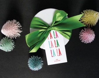 Fa La La Brush Lettering | Personalize Christmas Gift Tags | Holiday Hang Tags | Gift Wrap Supplies | Set of 12 Gift Tags | Bright Colors