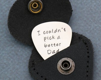 SALE • Custom Guitar Pick Gift • Personalized Guitar Player Gift • Music Teacher Gift •Custom Dad Gift •Daddy Pick Holder•Black Leather Case