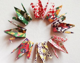 40 Beautiful Washi Japanese Origami Paper Cranes in 8 traditional designs (made with 3' x 3' sheets)
