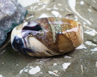 Organic Lampwork Focal Bead in Ivory Glass
