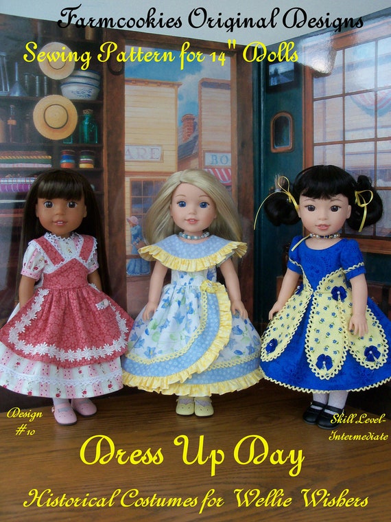 NEW!! XL Wellie Wisher® PDF Sewing Pattern: Dress Up Day / Historical Pattern for 14" American Girl Wellie Wishers®