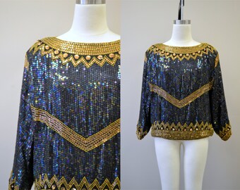 1980s Sequin and Beaded Top