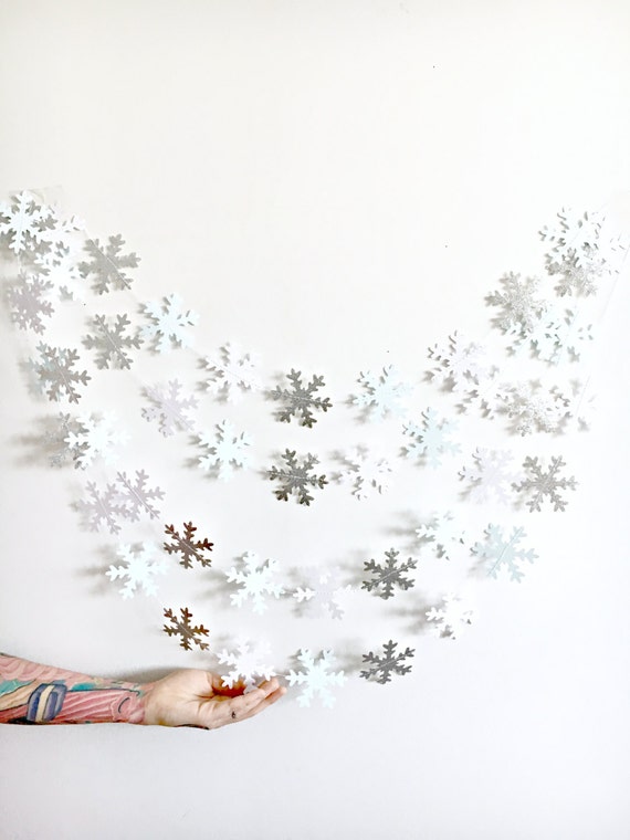 Sky Blue, Silver and White Snowflake Garland, Winter Onederland Banner, Blue and Silver Birthday Decoration, Winter Wonderland Baby Shower Il_570xn