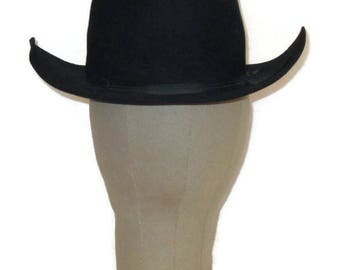 60s Cowboy Hat Black Western Hat Black Bullrider Brim Hat 1960s Black Felt Hat Black Cowboy Hat Size 7 Hat Vintage Hat