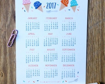 2017 Ice Cream Year Calendar - Mini, 5x7, 8x10