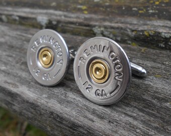 Shotgun Shell Cufflinks, 12g Remington. Wedding, Groomsmen Gift, Dad. Christmas, Anniversary, Birthday, Unique Gift. Rifle, Gun, Bullet