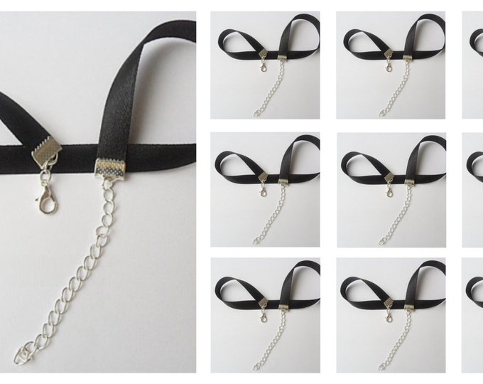 SALE item Black satin choker necklaces bulk discounted Lot of 10, SALE price.
