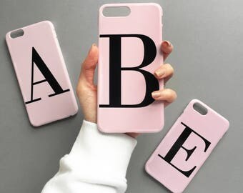 Dusty pink single letter personalised phone case - for iPhone 7, iPhone 7 PLUS, iPhone 6/6s Plus, 5/5s, SE, Samsung Galaxy S8 Plus