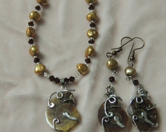 stone necklace and earrings