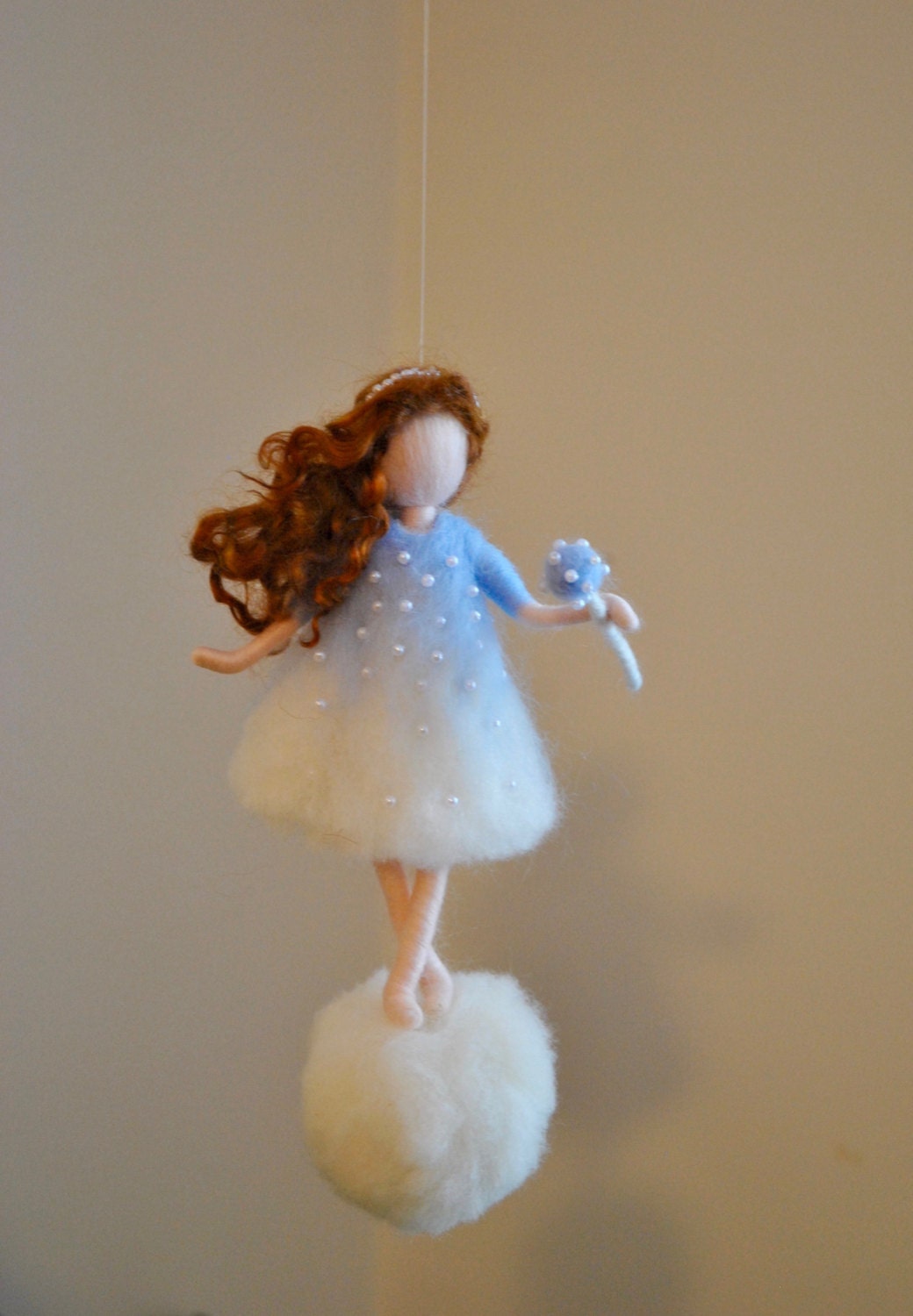 Wool Ornament Needle Felted fairy : Snowflake Fairy