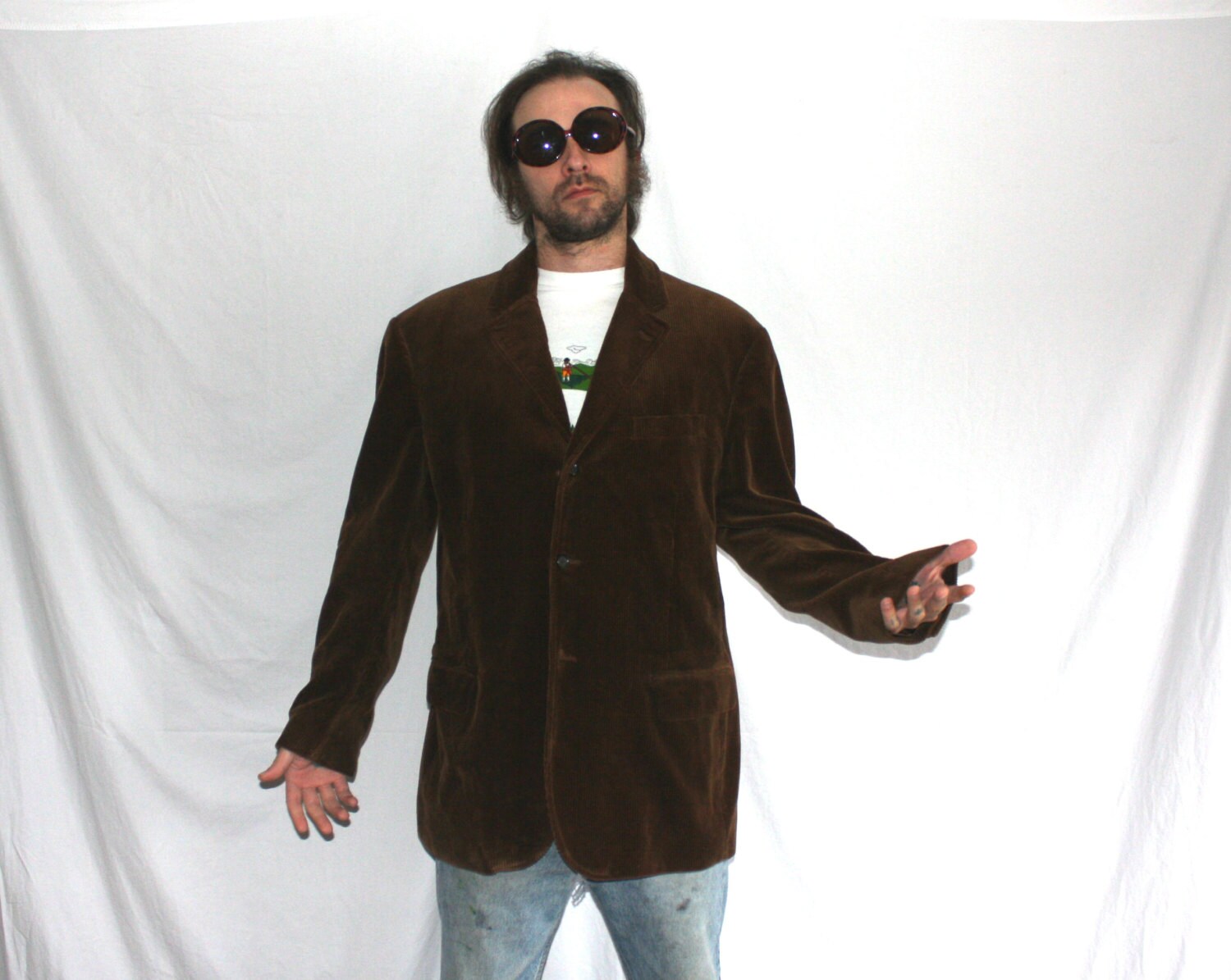 Vintage Polo Ralph Lauren Brown Corduroy Mens Suit Jacket.