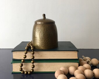 vintage hammered brass lidded container jar box