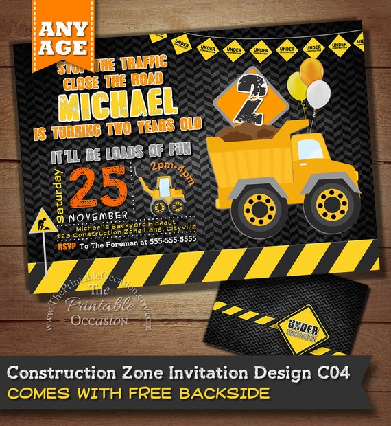 Construction Birthday Invitation By Theprintableoccasion On Etsy