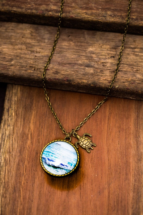 FREE SHIPPING - **NEW** Ocean Life 30mm Bronze Lace Necklace - Unique - Vintage - Gorgeous Gift - Love