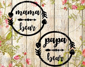 Mama Bear SVG,Papa Bear SVG,svg Cut File,svg Files,SVG,Silhouette Cameo Files,svg File for Cricut,Silhouette Cut File,Vinyl svg,Wall Decals