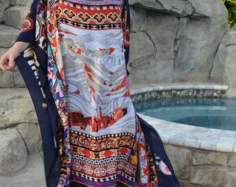 Designer Print Caftan, Womens Kaftans, Plus Size Caftan, Beach Coverup, Beach Dress, Long Caftan