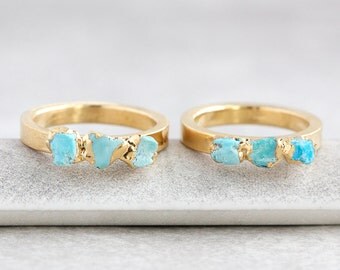 turquoise ring / stackable ring / raw turquoise / stacking ring / turquoise nugget / mineral ring / teal stone ring /dainty ring /raw stone
