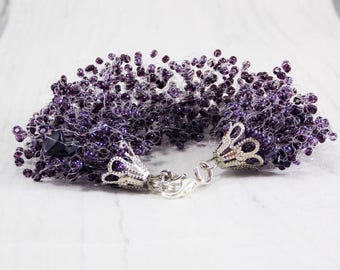 30th birthday gifts perfect gift for mum Dark purple bracelet bead bracelet bridesmaid bracelet purple jewelry purple weddings jewelry gift