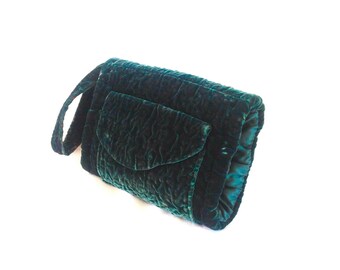 1930's Elixir Green Crushed Velvet Muff