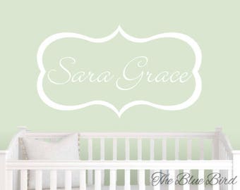 Name Wall Decal. Nursery wall decal for baby nursery. Framed custom name decal. Nursery Wall decal - Personalized name