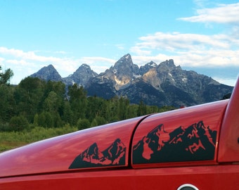Jeep Wrangler JK Extended Hood Mountains Decal 4pc Set