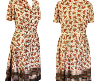 Vintage 1970's Country Girl flower print shirt dress | Flower dress | 70s Dress | 70s shirt dress