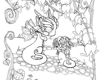 Mother and Baby Dragon Coloring Page