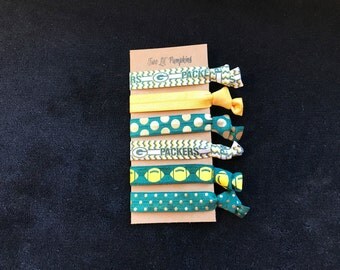Green Bay Packers Hair Ties - Gold and Yellow Football Hair Ties - Forest Green and Metallic Gold Foil Hair Ties - Toddler - Child - Adult