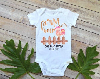 Farm Help on the Way, Pregnancy Announcement, Farm Baby, Pregnancy Reveal shirt, Farm shirt, Country Baby, Expecting Farm shirt, Rooster