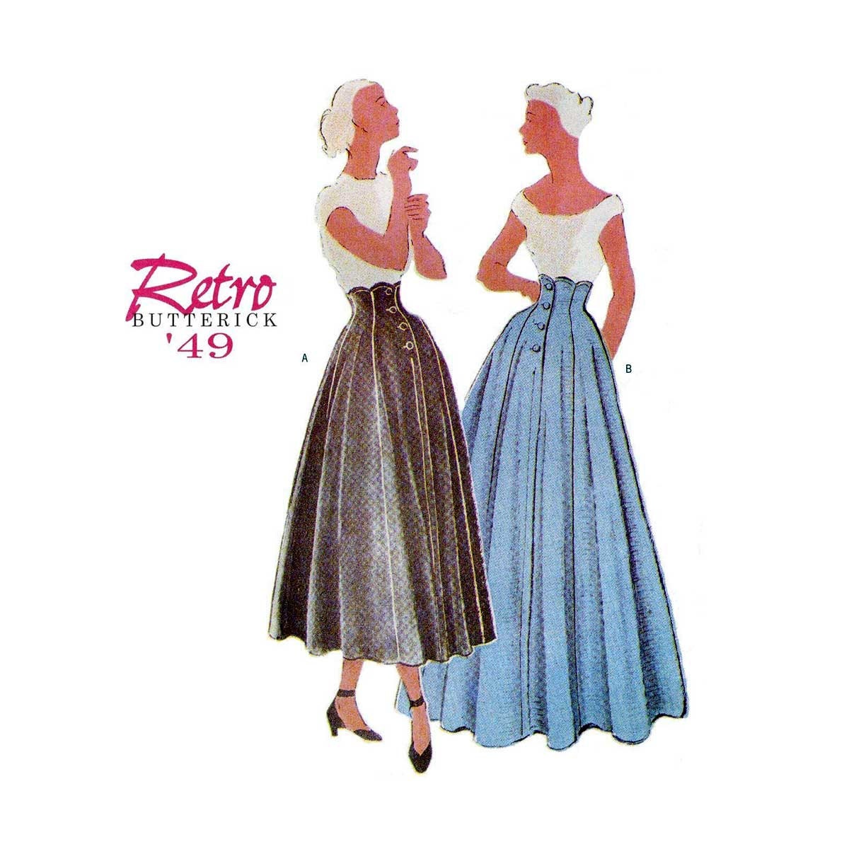 Women's Retro 1949 High Waist Skirt Sewing Pattern