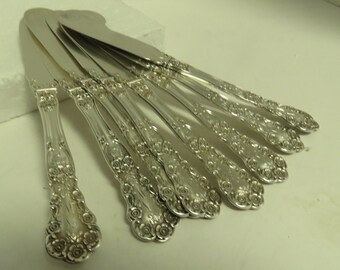 8 Antique Sterling Silver Butter Cup Gorham Monogrammed Butter Knives / 8