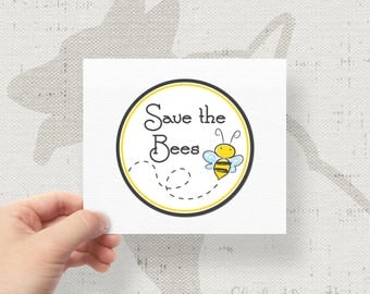 Save The Bees Bumper Sticker Decal 4" Circle