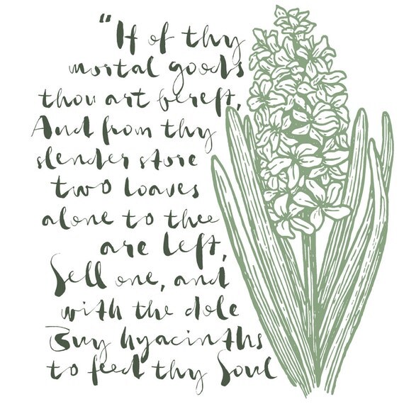 Items similar to Quote Art Print Printable "Hyacinth" Greyed