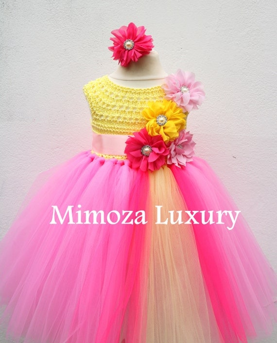 Pink Lemonade Birthday Dress, Infant Baby Girl Dress, Pink Yellow Flower girl dress, infant tutu dress, newborn princess dress, infant party