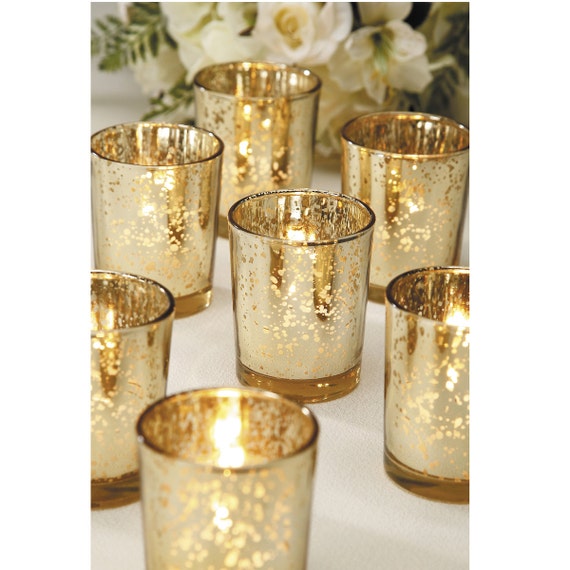 Sale 96 Gold Mercury Glass Votive Candle Holders Bulk Lot 3512