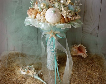 Beach Shell Bouquet Starfish Bouquet Beach Wedding Bouquet Seashell Wedding Bouquet Boutonniere