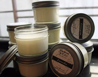 CHOOSE ANY 4 or 6 – Small 4oz Jar Soy Candle | Mason Jar Candle | Hand Poured | Aromatherapy | All Scents | Mix & Match | Gift Set