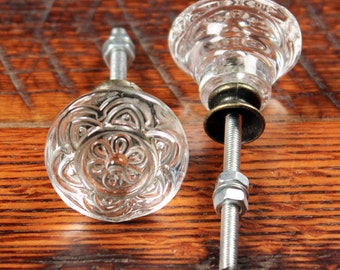 Glass Dresser Knobs - Shabby Chic Knobs - Shabby Drawer Knobs - Flower Drawer Pull - Shabby Dresser Knobs - Glass Drawer Pulls and Knobs