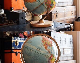 12" French Replogle Globe - Vintage Office Supply/Decor - French Language - Nations du Monde - World Globe - Globe Terrestre - Made in USA