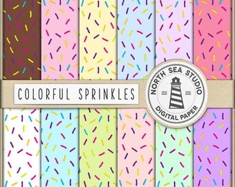 SWEET THINGS, Sprinkles Digital Paper, Colorful Sprinkles Patterns, Sprinkles Background, Candy Sprinkles, BUY5FOR8