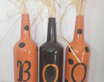 Halloween Boo Bottles ~ Halloween Decor ~ Upcycled Bottles