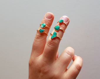 Turquoise Ring // December Birthstone // Raw Stone Gold Ring // Gold Ring // Stacking Ring // Raw Gemstone Ring // Raw Crystal