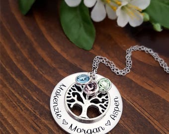 Personalized Family Tree Necklace | Birthstone Necklace | Family Tree Necklace For Mom | Grandmothers Necklace | Birthstone Necklace For Mom