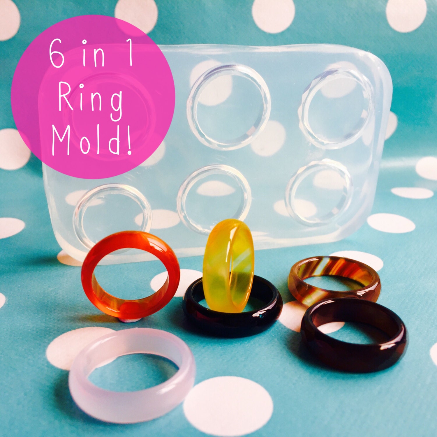 6 in 1 Silicone Stacking Ring Mold Smooth Faceted thin Rings
