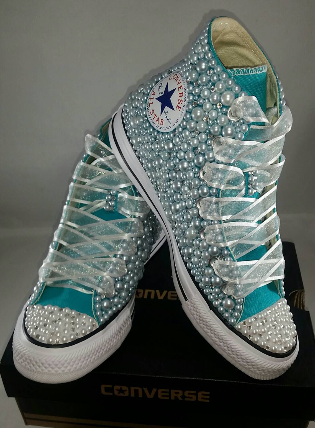 Bridal Converse Wedding Converse Bling And Pearls Custom 4242