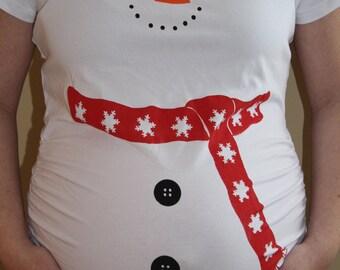 Snowman Maternity shirt, Maternity Tshirt, Christmas Maternity Shirt, Pregnancy Announcement, Reveal, Halloween maternity