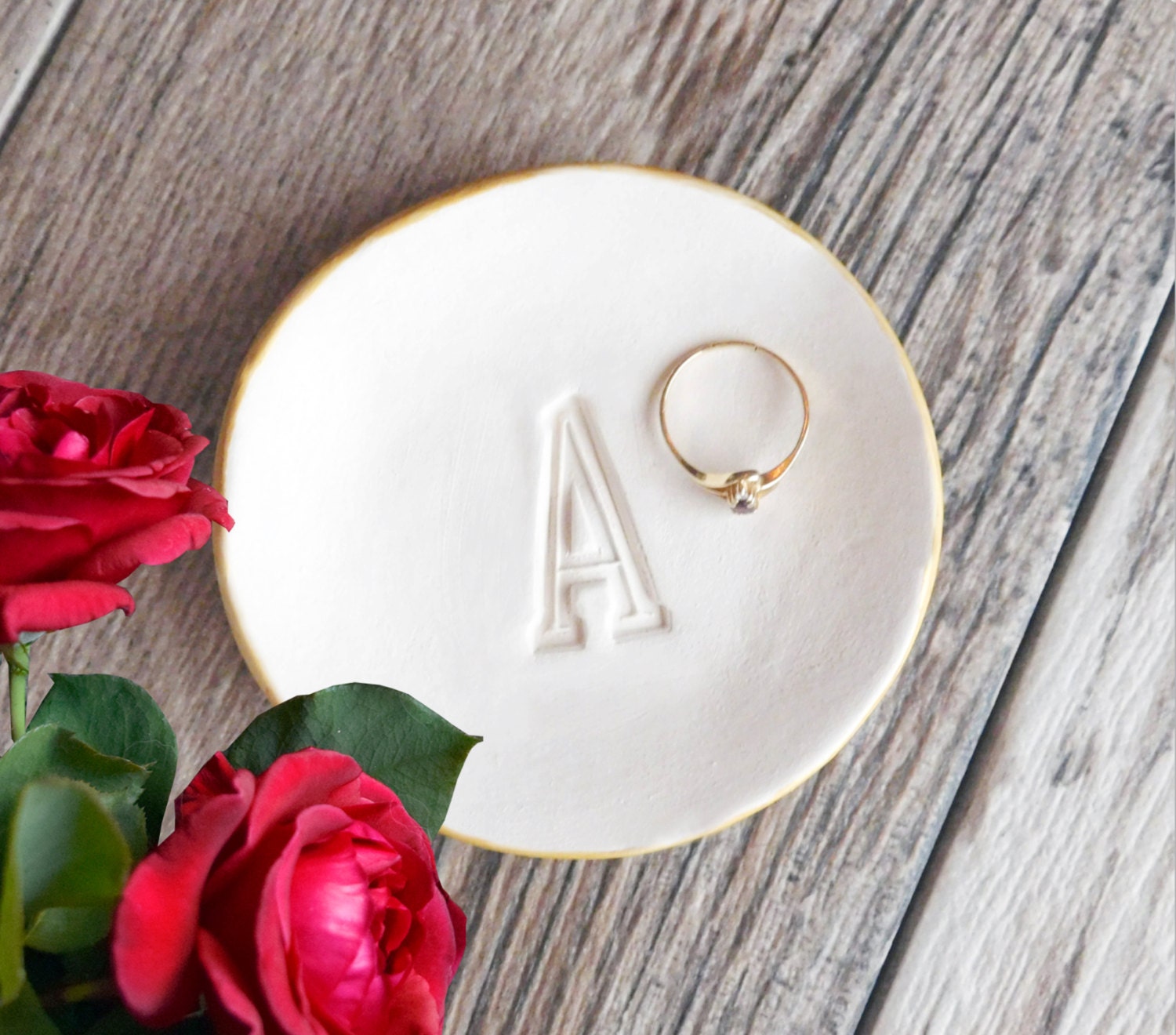 PERSONALIZED RING DISH large initial letter jewelry dish